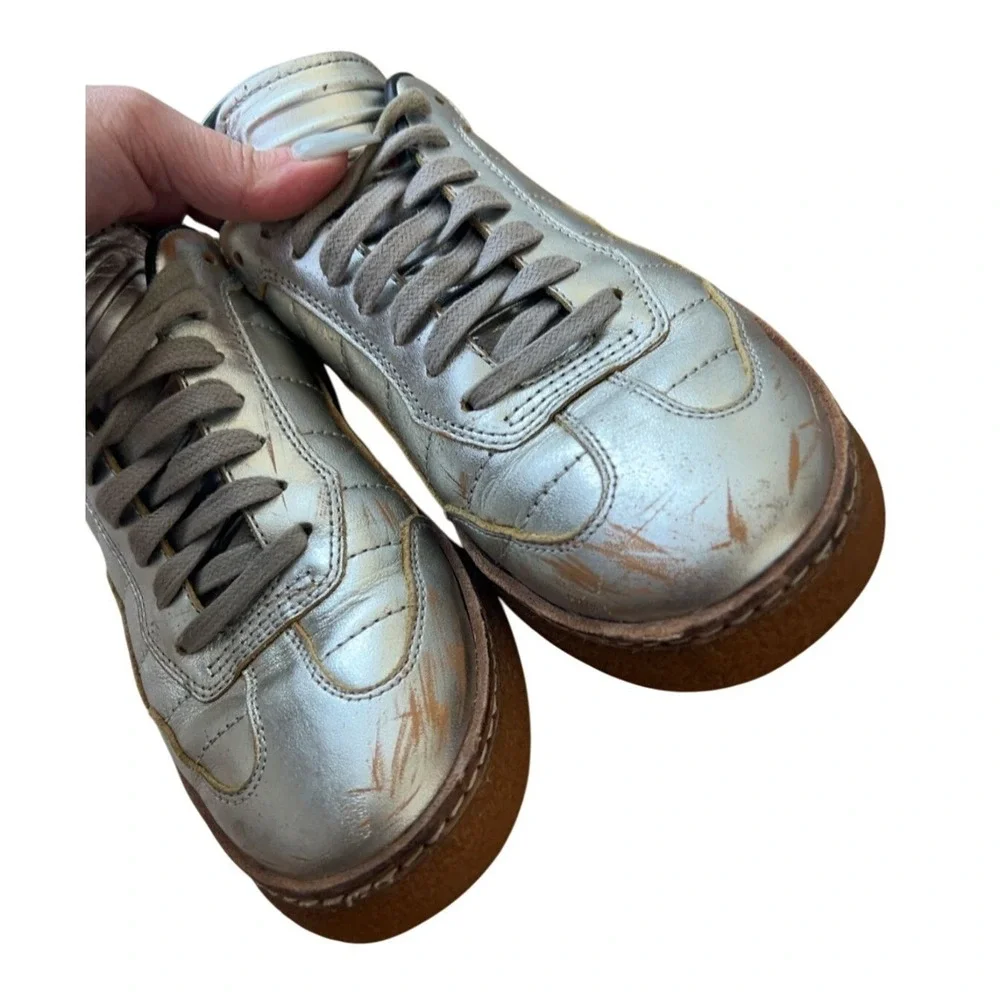 Alexander Wang silver distressed sneaker size EU 38 W‎ 7.5-8